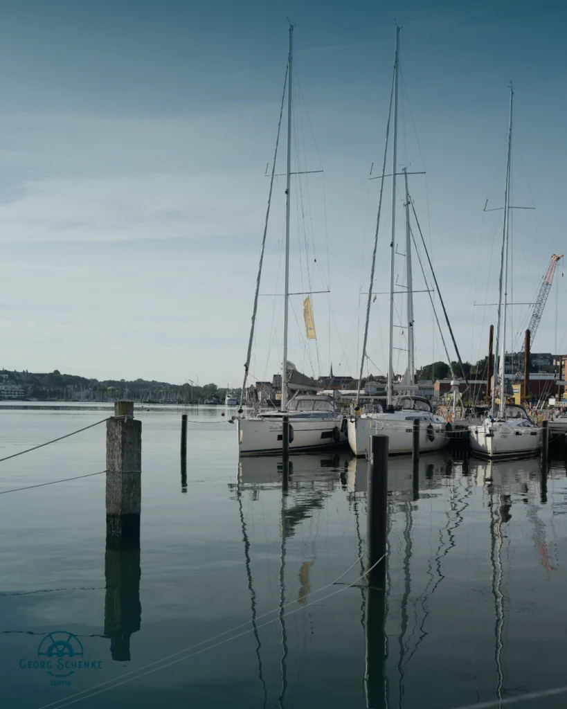 Marina Flensburg, vom Boot aus gesehen