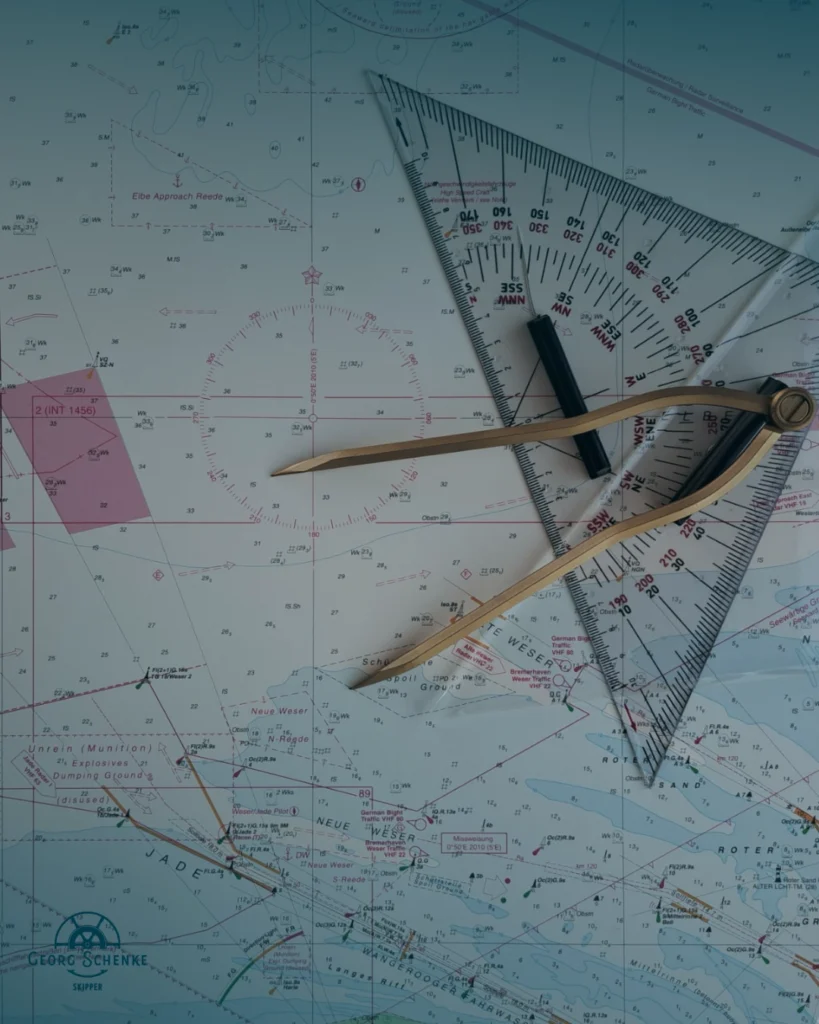 Seekarte mit Navigationsbesteck